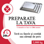 Tavă cu fasole și costiță sau cârnați de porc